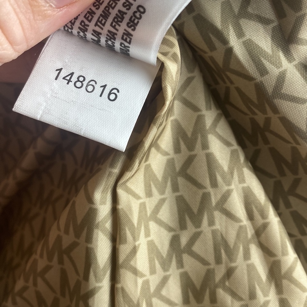 Michael Kors Quilted Jacket Faux Fur Sherpa Collar Olive Green Gold Lightweight - Picture 9 of 13